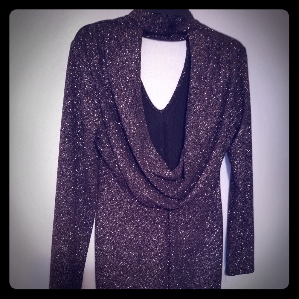 Sparkly Draped Back Dress